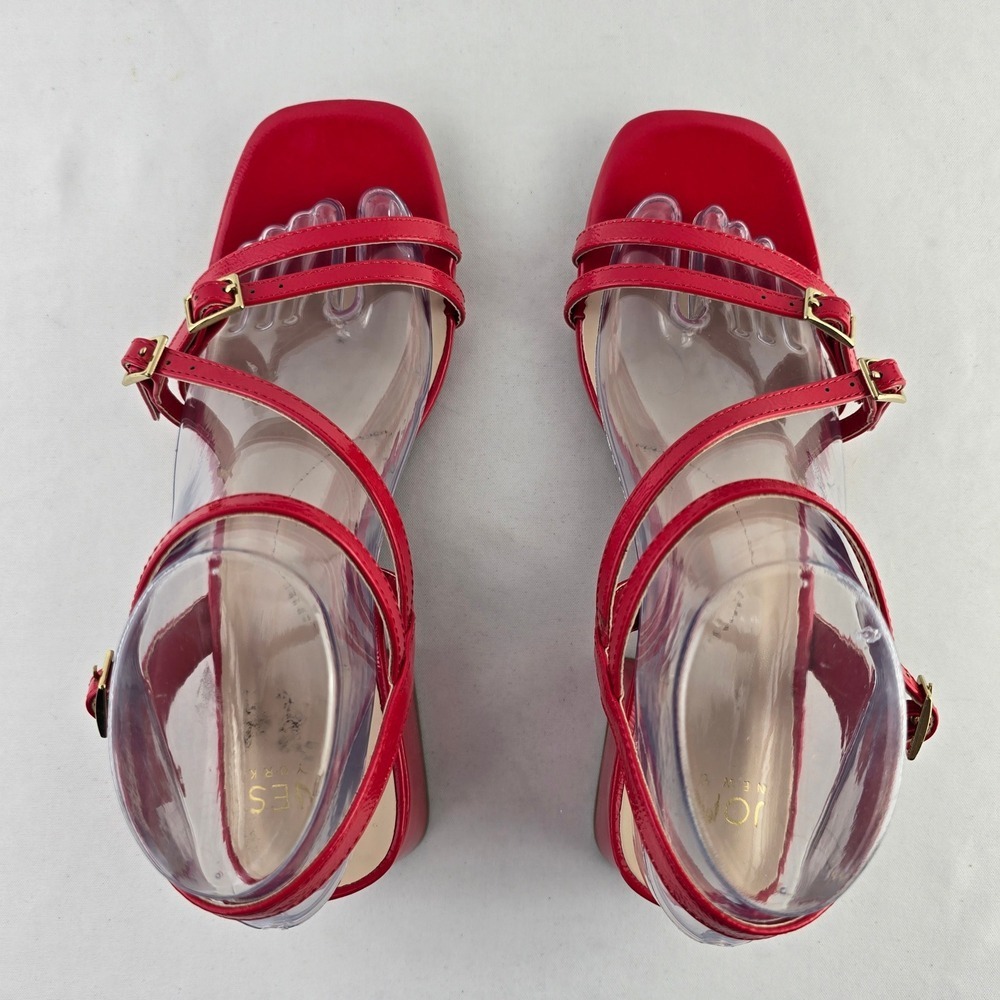 NWT Jones New York Women's Red Patent Strappy Block Heel Buckle Sandals 7.5M - Picture 8 of 16